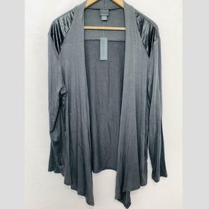 COVINGTON Pleather Dim Grey  Shoulder Cardigan